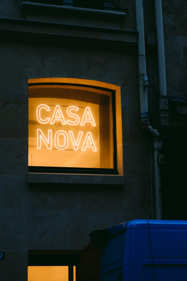 Casa Nova Text on Neon on Wall