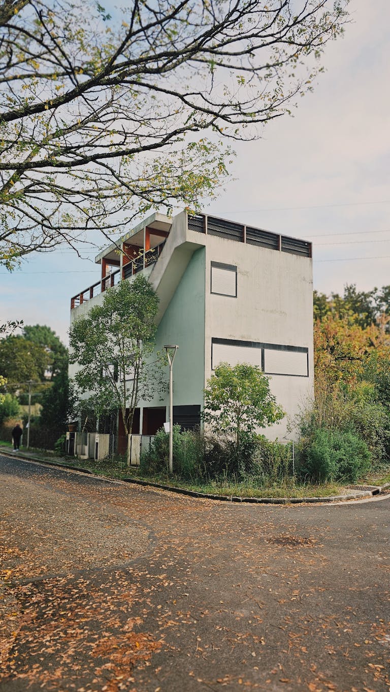 Modern Minimalist House Amidst Fall Foliage